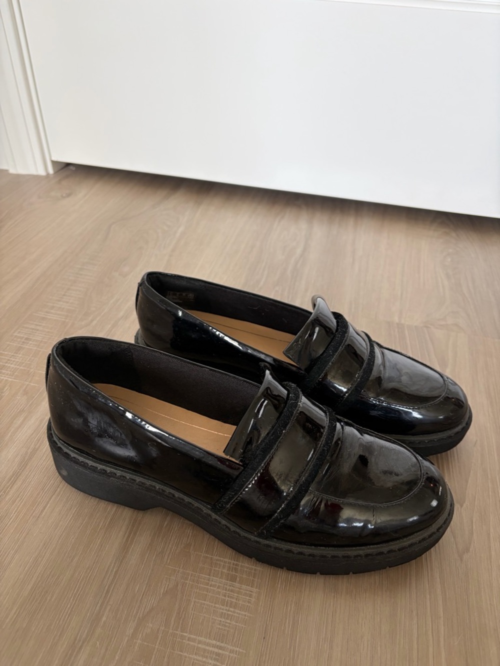 Clarks Black Leather Penny Loafers for Women